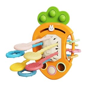 Kidology Pull String Toy For Babies Teething Strings Sensory Montessori Toys Baby Girl,Travel Toy For 6+Months Boy Food Grade Silicone Fine Motor Skills Toy For Toddlers, Multicolor