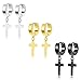 Szory 3 Pairs Stainless Steel Hoop Earrings with Cross for Men Women Silver Gold Black