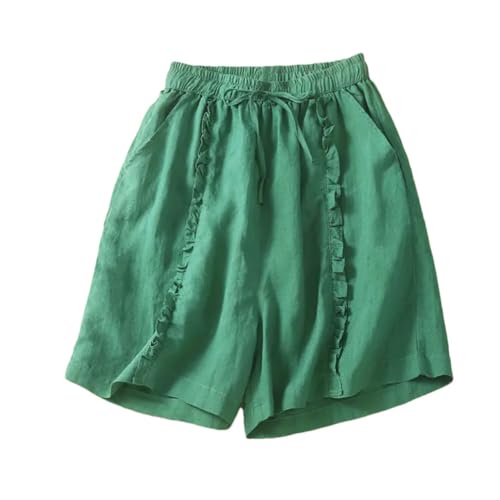 Short d'été en coton et lin ample et léger de couleur unie modèle féminin EN8 S