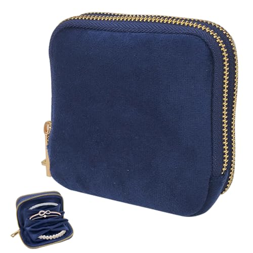Pochette à bijoux de voyage en velours avec compartiments bagues et boucles
