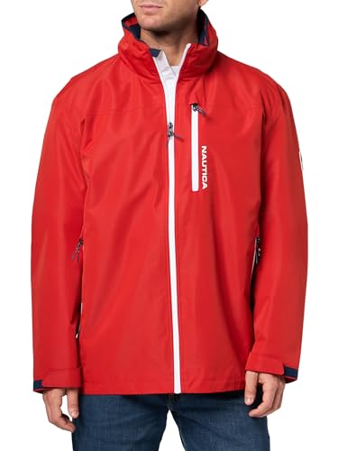 Nautica Chaqueta para hombre, impermeable y resistente al viento, transpirable, vela costera y aventuras en barco, rosso, 4X Tall