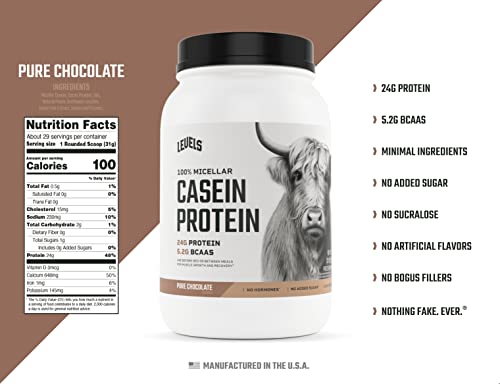 Levels 100% Micellar Casein Protein, Hormone Free, Chocolate, 2Lb #TOP1