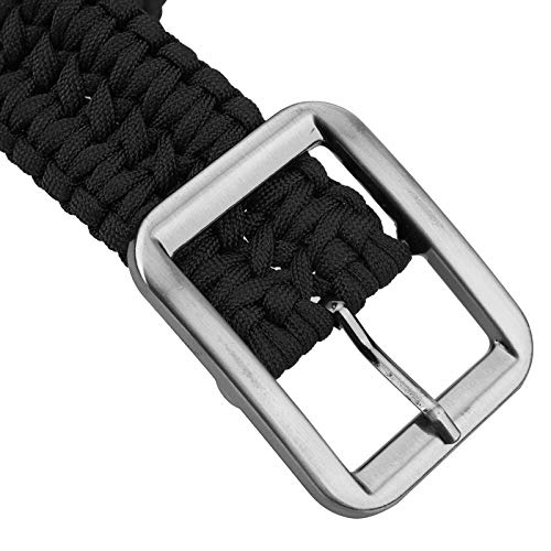 Cinturón de Camping Paracord Tejido a Mano Negro para Senderismo Outdoor