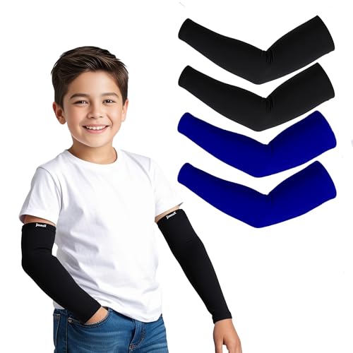 Image of Kids Arm Sleeves - Protective Arm Covers for Boys & Girls, Ages 5-13, UV Sun Protection, Perfect for Sports, Cycling, Running, and Outdoor Activities