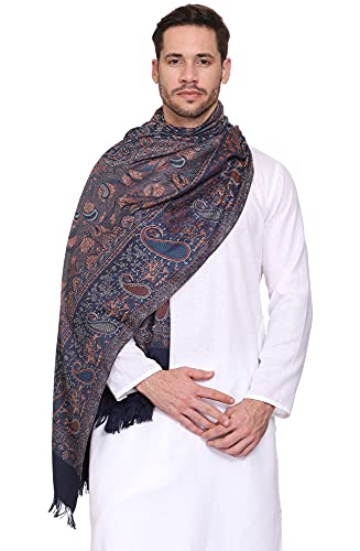 Image of Weavers Villa Men's Paisley Design Woven Poly Wool Blend Gents Shawls, Muffler, Stoles for Men