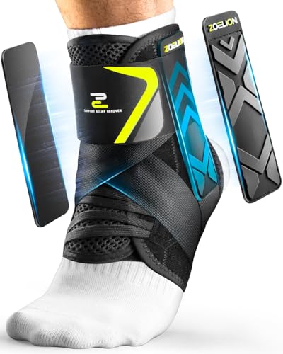 ZOELION Schnellschnür Knöchelbandage mit Auto-geformte Stabilisierungspolstern, Schlanke Passform Knöchelstütze für Herren Damen, Sprunggelenkbandage bei Verstauchungen, Verletzungserholung, Sport, XL