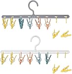 YOUOWO Drying Hanger with 16Pcs Detachable Clips (2 Pack Gray) | Space-saving,Windproof,For Sock Bras Underwear Laundry Towels Gloves