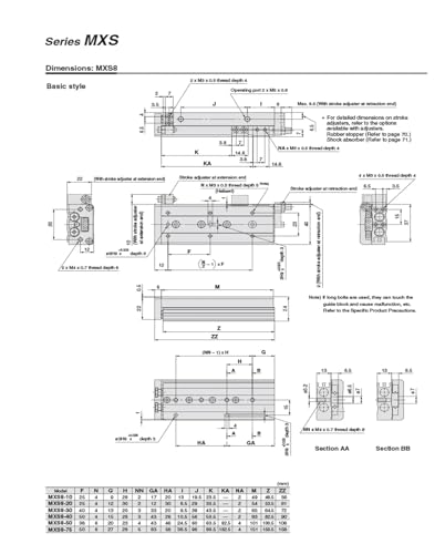 Vérin pneumatique MXS16-40 de haute rigidité avec table de rail