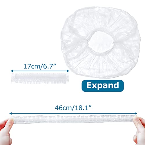 Yafeco100 Pcs Disposable Shower Caps,Plastic Caps For Hair Treatment,Clear Shower Hair Cap Large Thick Waterproof For Women Kids Girls,Travel Hotel Spa,Home Use,Hair Solon (18.1 Inch) #TOP1
