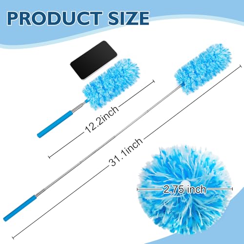 Image of MAVRIZ 12 pcs Microfiber Extendable Duster, Washable & Reusable Duster for Cleaning Small Dusters for Blinds, Electronics, and Furniture