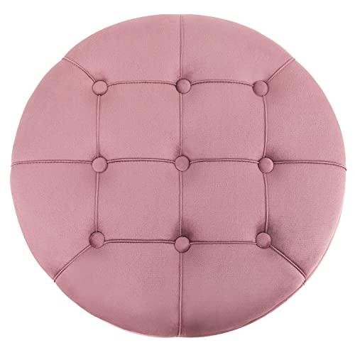 Adeco Round Storage Ottoman, Velvet Button Tufted Upholstered Bench With Removable Lid, Coffee Table Footrest Stool Seat For Living Room Bedroom Entryway (Pink) #TOP3