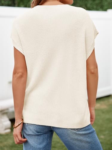 Image of Imily Bela Summer Fall Short Sleeve Sweater for Women | 2026 Crew Neck Ribbed Knit Vests Trendy Pullover Tops,Sweater Tank Tops,Sweater Vest