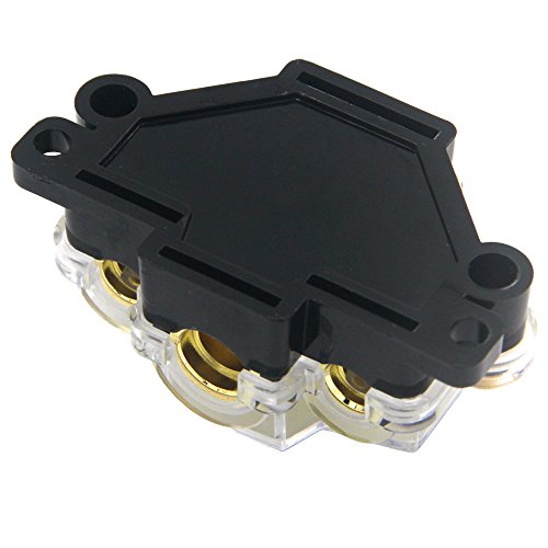 ZOOKOTO Power Distribution Block, Auto Car Audio Amplifier 1 in 3 Ways Fuse Holder Circuit Protector (3 Way)