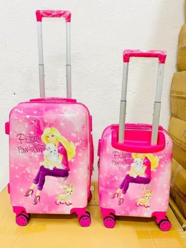 Image of ADSON Abs Kids Trolley 360 Rotating Luggage 360 Degree Wheels Princess Non-Breakable 20 Inch Kids Hardsided Suitcase with 4 Wheels, 360 Degree Wheel Travel Trolley Bag (Light Pink Princess)