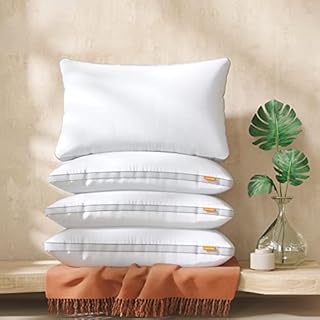 Sweetnight Support Pillow Pack of 4 Medium Firm Bed Pillow for Neck Pain Sufferers and Side/Back/Stomach Sleepers 100% Cotton Fabric Anti Allergy Luxury Pillow74 x 48 x 15 cm