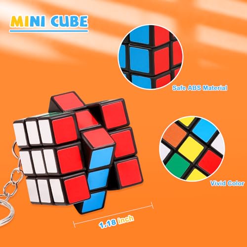 24 Stück Mini Zauberwürfel mit Schlüsselanhänger, 3x3 Puzzle Würfel Set (3 cm), Stressabbau Spielzeug, Kinder Geburtstagsgeschenke, Partygeschenke, Weihnachtsfüller für Jungen Mädchen
