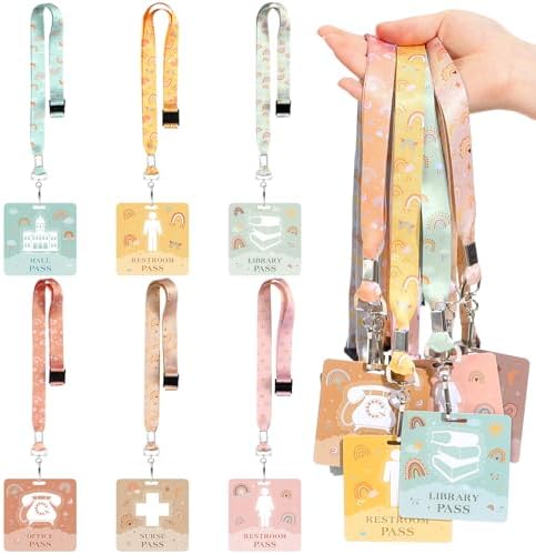 Hall Pass 6 Sets Acrylic Lanyards School Passes For Teachers ...