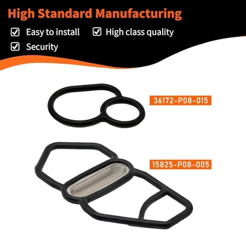 Image of 36172-P08-015 VTEC Solenoid Gasket Kit Compatible with Civic Integra Del Sol SI 2dr 3dr 4dr 1996-2005 1.6L 1.7L Engine Replace 15825-P2M-005 Upper and Lower Variable Timing Spool Valve Set