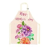 TPQKA Happy Mother Day Apron for Women, Adjustable Kitchen Chef Cooking Work Cute Flowers Apron Gift
