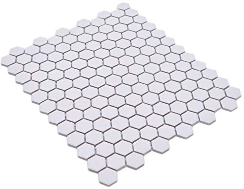 Mosaico de cerámica hexagonal blanco R10B MOS11H-0101-R10_f