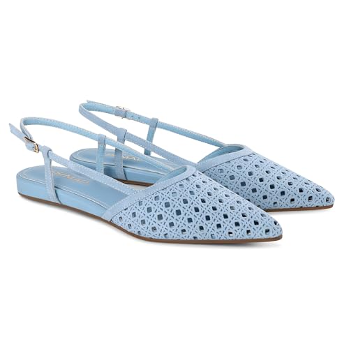 Image of USIMAD Women's Mesh Leather Slingback Flats Pointed Toe Breathable Comfortable Office Dress Shoes