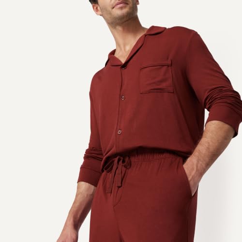 Image of Amazon Essentials x Sofia Grainge Men's Long Sleeve Relaxed Fit Breathable Modal Jersey Pajama Set, Loungewear