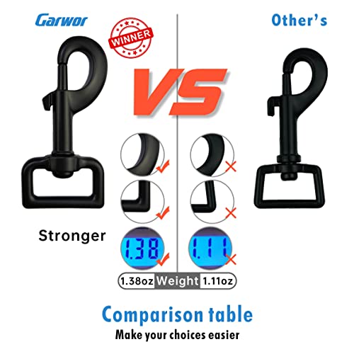 Garwor 200331 4 Pcs 1 Inch Heavy Duty Black Electrophoresis Coating Swivel Snap Hooks Pet Buckle Trigger Snaps Dog Leash Hook Key Chain thumb #2