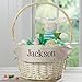 Personalization Universe Personalized Classic Easter Basket – Natural Beige Basket Liner – Custom Kids Easter Gift – Hand-Woven Wicker Basket with Folding Handle