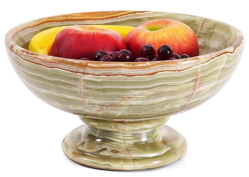 Radicaln Frutero de mármol de ónix verde de 10.0 x 5.0 in, almacenamiento de frutas hecho a mano para decoración de cocina de granja, soporte decorativo para frutas para decoración del hogar