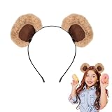Design mignon : Les oreilles d'ours marron réalistes restituent les vraies oreilles d'ours, avec des oreilles marron mignonnes, le bandeau de cheveux marron ludique et mignon s'adapte parfaitement à votre tenue de Noël, créant une bonne atmosphère pour Noël et d'autres festivals d'hiver.