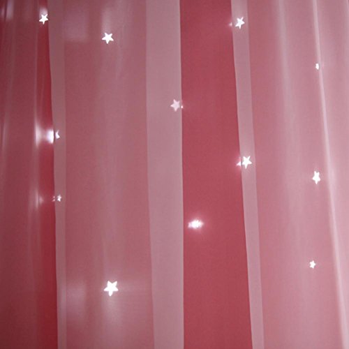 Diamondo Cortina de janela vazada com estrelas para sala de estar