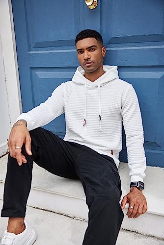COOFANDY Mens Hooded Sweatshirt Casual Long Sleeve Drawstring Waffle Knit Pullover Hoodies - Image 4