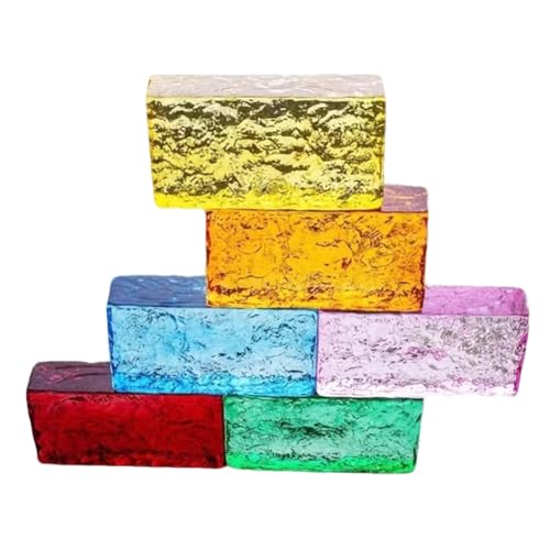 LXHELIVERY Brique De Verre Transparente, 1 Pièce. Briques De Cristal Rectangulaires Pleines Double Face. pour La Construction De Cloisons Et La Décoration Intérieure.(Rosso)