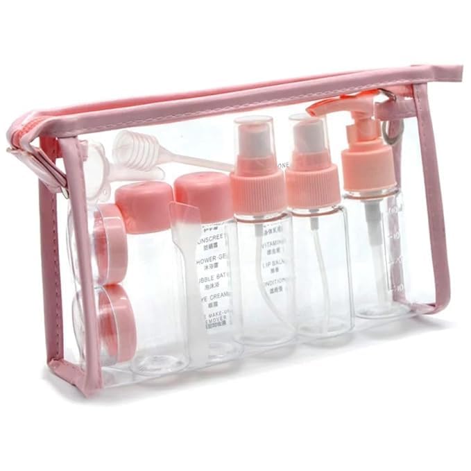 LAPINAHA Travel Essentials Kit: 10-Piece Set of Travel-Sized Bottles and Containers | Travel Bottle Kit with Leak-Proof Containers and Carry Bag Travel Bottle Kit for Cosmetics, and Essentials (Pink)-image-49