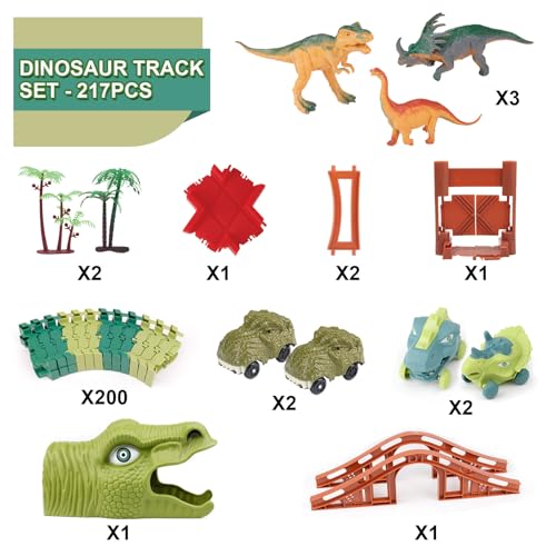 GIAT Dinosaur Track Toys - Best Birthday Gifts for 3 4 5 6 7 Year Old Boys Girls, Dinosaur Race Car Track with Light & Sound, Create A Dinosaur World Road Race - Image 5