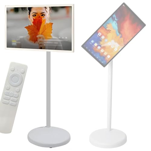 Quixnova Monitor de TV portátil de 21,5 Pulgadas con Pantalla táctil, Smart TV con Ruedas, Compatible con Google Store, rotación Completa, proyección compartida, Control Remoto 4GB+64GB