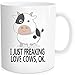 Waldeal 1 Piece, I Just Freaking Love Cows, OK Funny Coffee Mug, Mothers Day, Fathers Day, Birthday, Valentines Day Gift For Men Women Kids 11 OZ Ceramic White