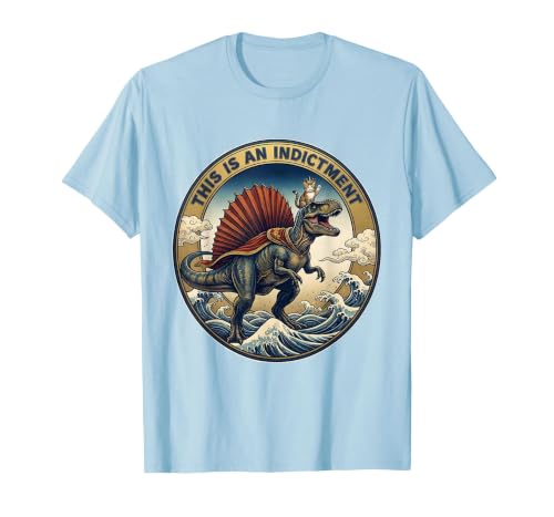 This Is An Indictment Funny Cat Riding Dinosaur Meme T-Shirt, Men, Baby Blue, Small