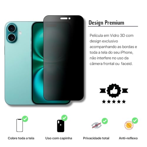 Película 3d Privacidade Anti Spy Para iPhone (iPhone 16/16 Pro)