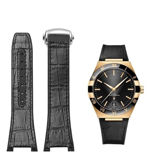 Bracelet montre 25mm cuir et caoutchouc anti transpiration pour Omega Constellation