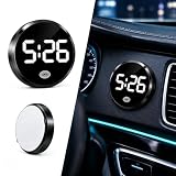 WomYoks 1 PC Mini Digital Clock for Car Dashboard, LED Touch Activated Stick On Automotive Clock, Compact Metal Body with Clear Display, Universal for Most Cars, Trucks, SUVs (White)
