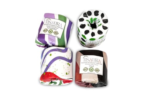 Image of Bathroom Freshener Toilet Tissue Paper Rolls With Pure Plant Based Essential Oils - Two in One Combo (Oud,Rosewood,Lavender,Citrus) 2 Ply, 250 Pulls (Pack of 4), 1000 Pulls Total