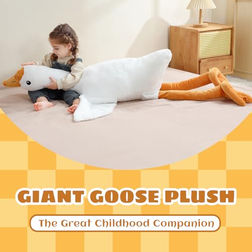 Ponjauk 130cm große Riesen Gans Plüschente, XXL, weiches, kuscheliges Gans-Stofftier, großes Ente Plüschtier Kuscheltier Schlafkissen, Riesige Geburtstag für Kinder