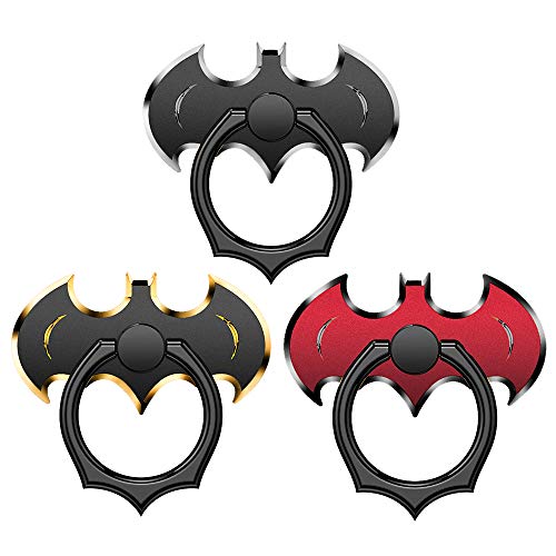 OATSBASF Phone Ring Holder,Batman 360°Rotation Metal Stand Finger Grip Kickstand, Anti-Drop Finger Holder for Most Devices & Cellphone ?Gold, Black and Red Upgrade Styles?