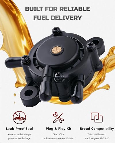 Lawn Mower Fuel Pump Replacement with Filter & Fuel Hose – Small Engines Fuel Pump Compatible with 17-25HP Briggs & Stratton, John Deere, Kohler, Kawasaki, Yamaha – Replaces OEM 808492 808656