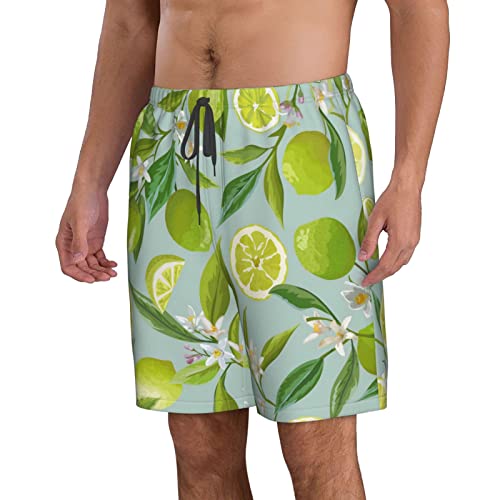 Lime Citrus Fruit Mens Swim Trunks Men's Shorts Swimwear Bathing Suits Quick Dry Beach Shorts with Pockets3