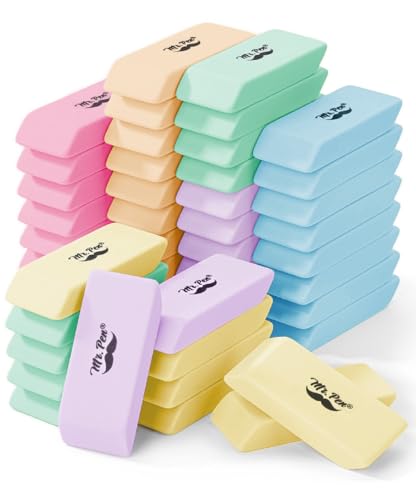 Image of Mr. Pen- Pencil Eraser, 48 Pack, Pastel Colors | Large Latex Free Block Erasers Bulk for School, Office, Art Sketching, Homework, Exams, Clean Smudge-Free Correction