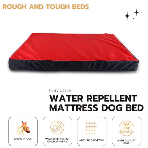 Image of Polyester Pet Bed with Chew Proof and Water Repellent Ripstop Fabric (Pack of 1, Red, Size: M, 35X27X3 Inches)