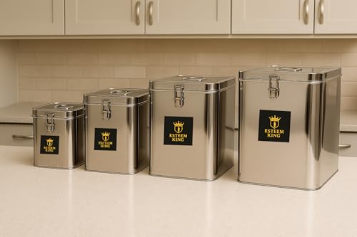 Image of Esteem King Steel Rice Storage Container | Grocery Container for Kitchen | Square Cantainer | Dibba | Mini Storage Box. (3Kg,5Kg,9Kg,12Kg)