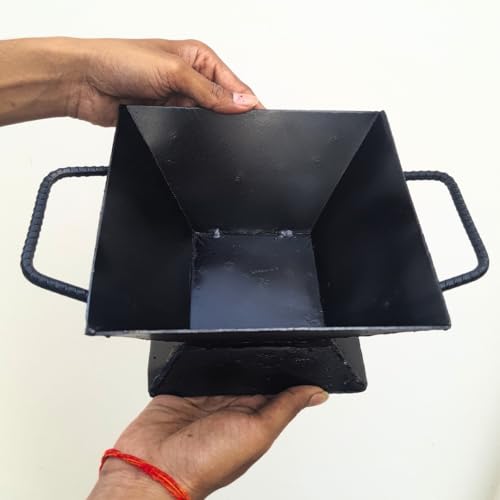 Image of 100% Iron Hawan Kund for Home Puja and Hawan Purpose & Pooja Purpose (Size: 8 Inch, Weight: 1.5 kg)